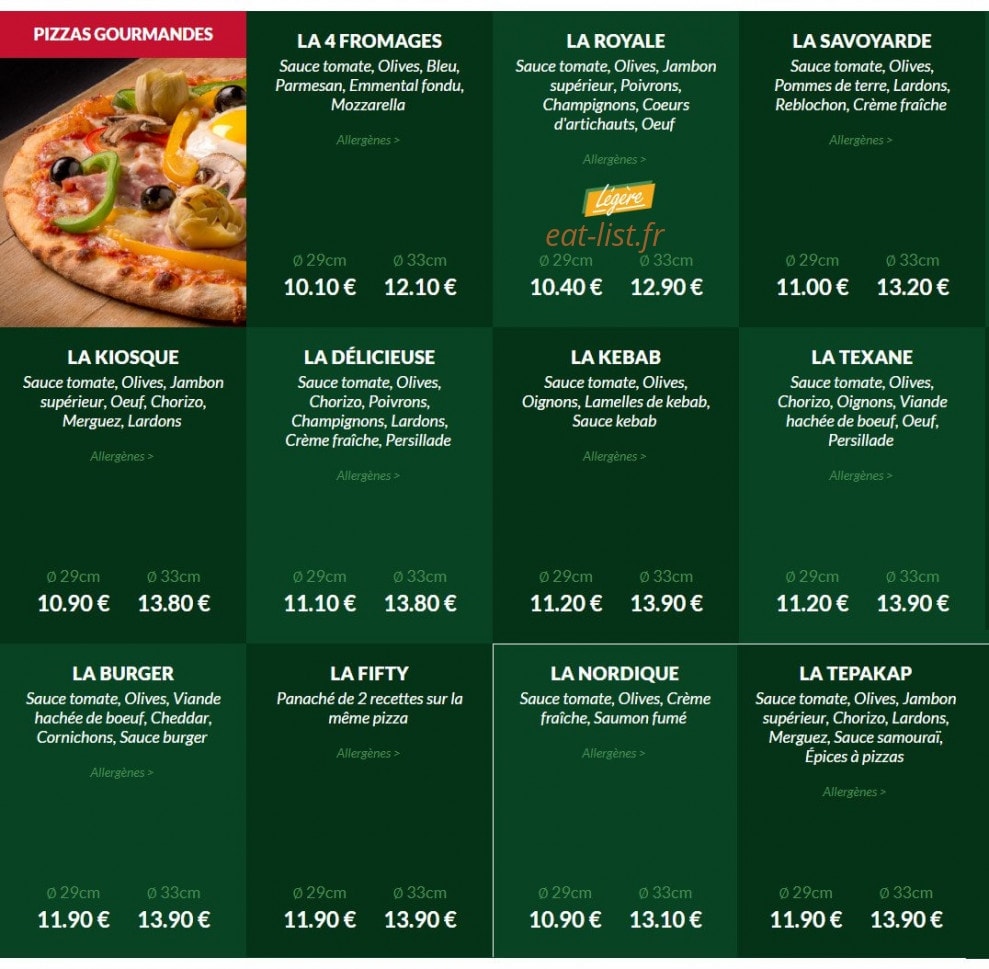 Le Kiosque à Pizzas — carte page 2