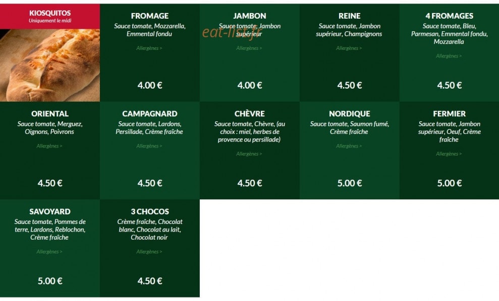 Le Kiosque à Pizzas — carte page 4