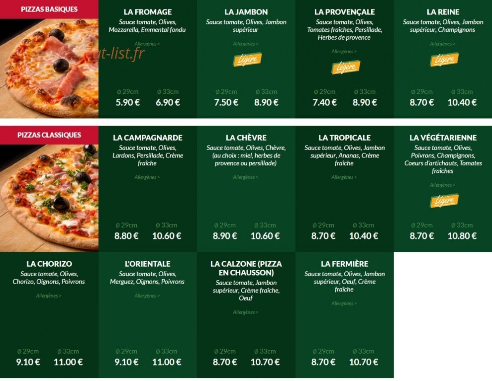 Le Kiosque à Pizzas — carte page 1