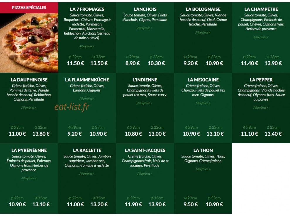 Le Kiosque à Pizzas — carte page 3