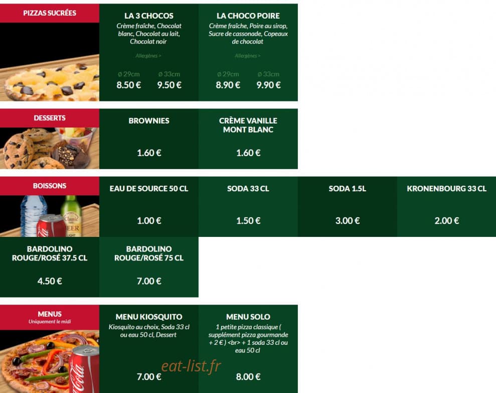 Le Kiosque à Pizzas — carte page 5