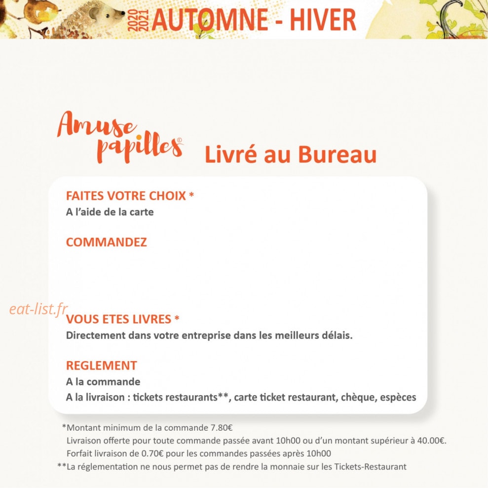 Amuse papilles — carte page 7