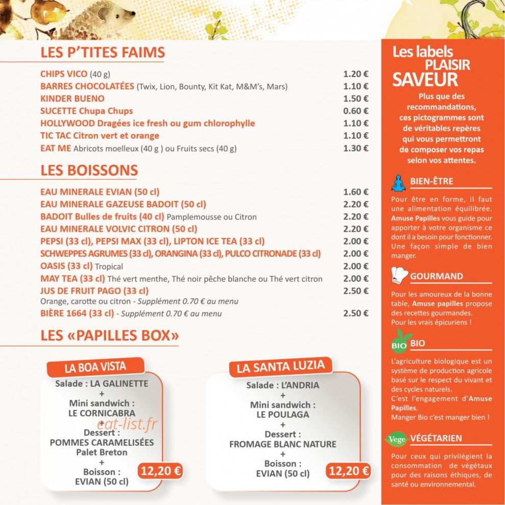 Amuse papilles — carte page 5