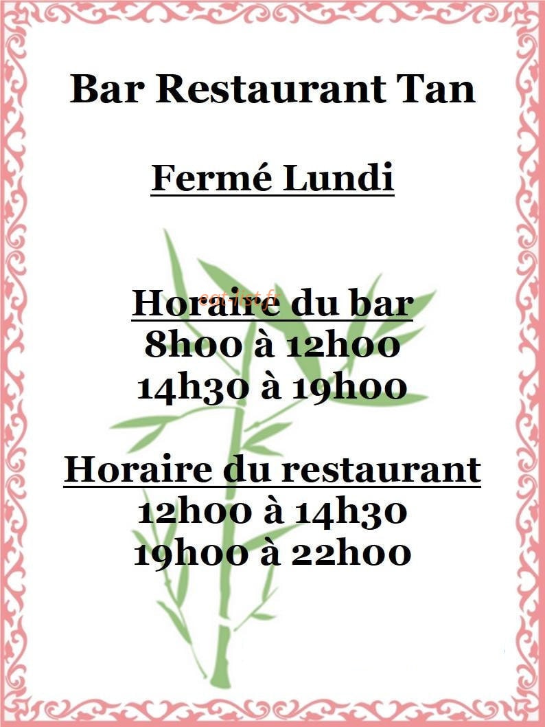 Bar Restaurant Tan — carte page 1