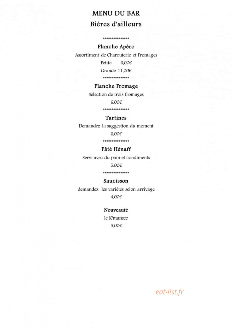 Bières d'ailleurs — carte page 1