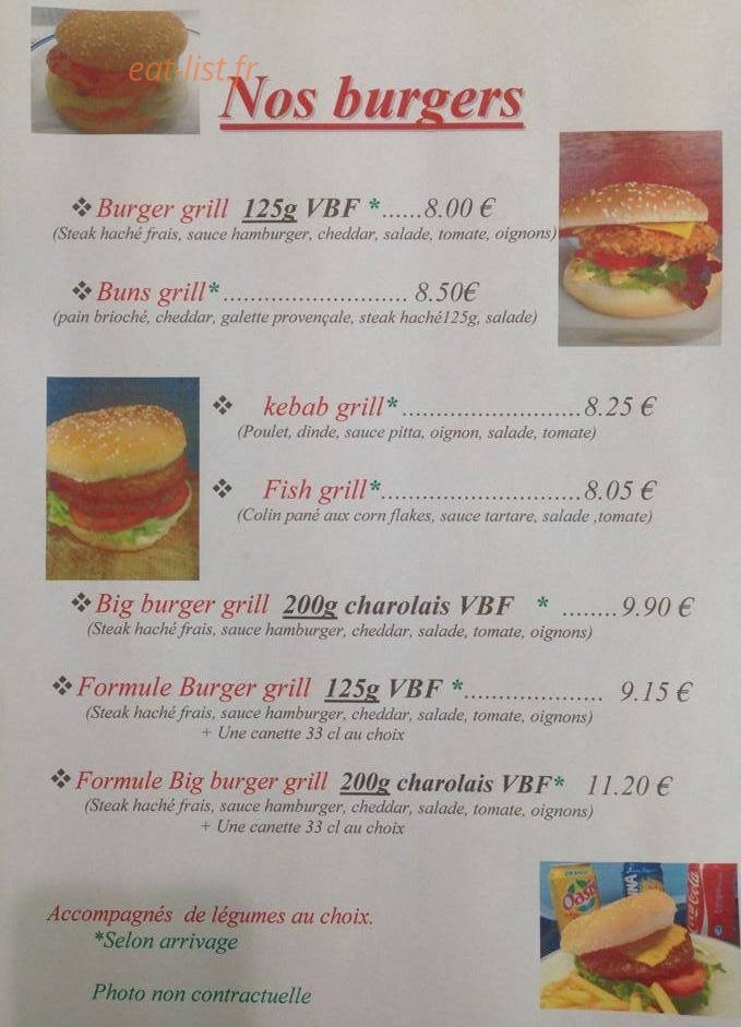 Cafétéria Grill — carte page 2