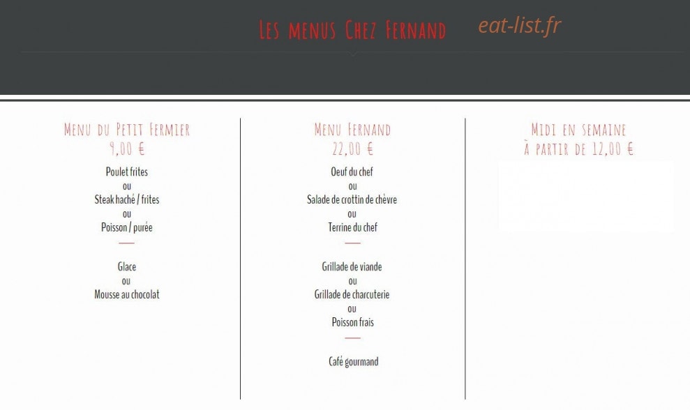 Chez Fernand — carte page 2