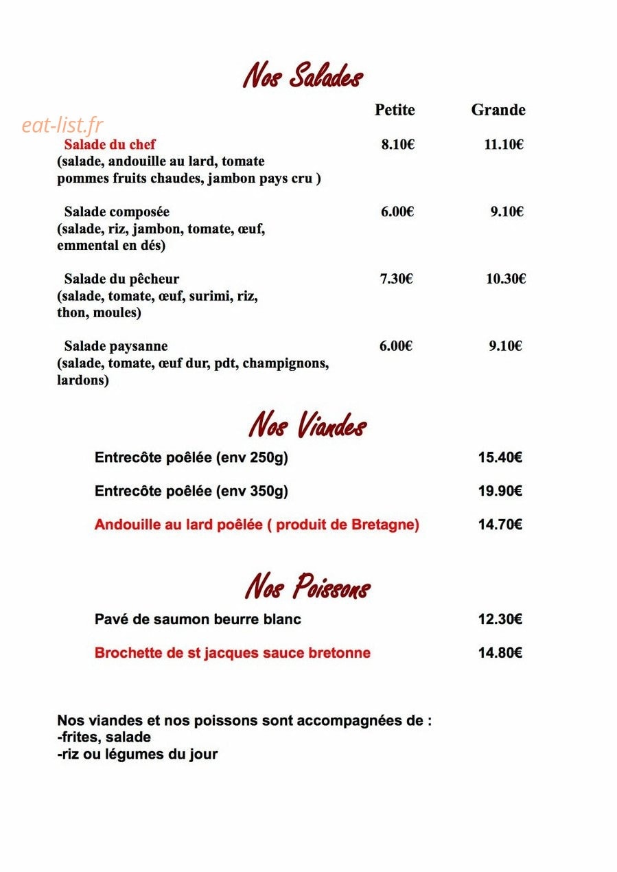 La Chaumière d' Hirel — carte page 4