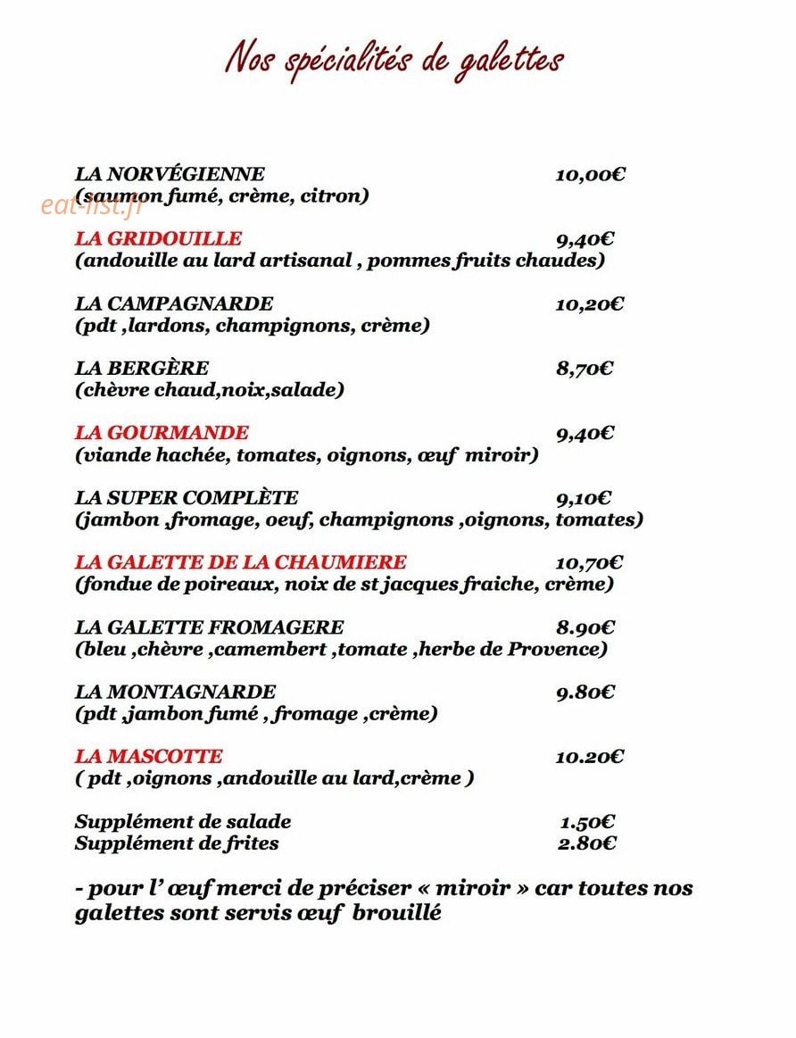 La Chaumière d' Hirel — carte page 3