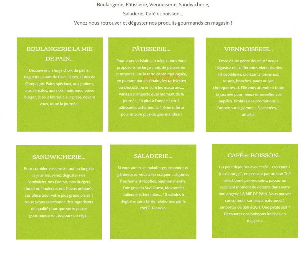 La Mie de Pain — carte page 1