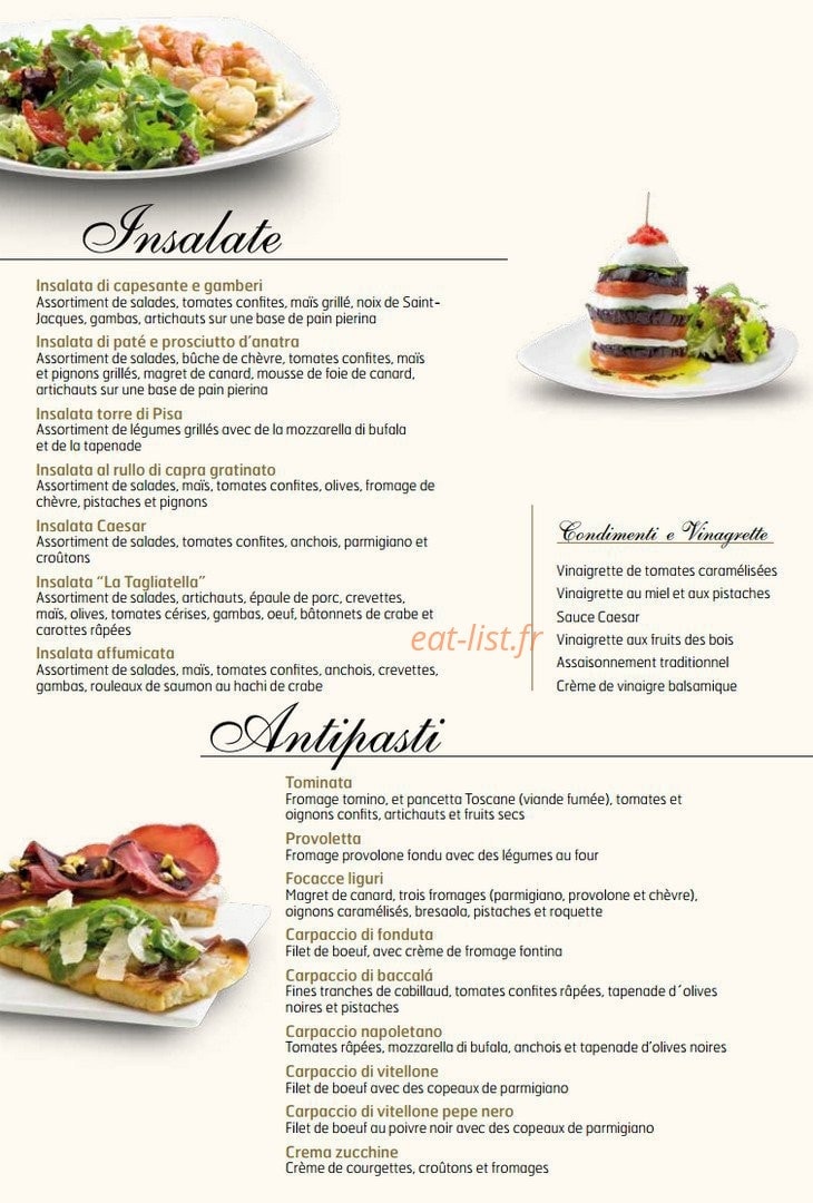 La Tagliatella — carte page 3