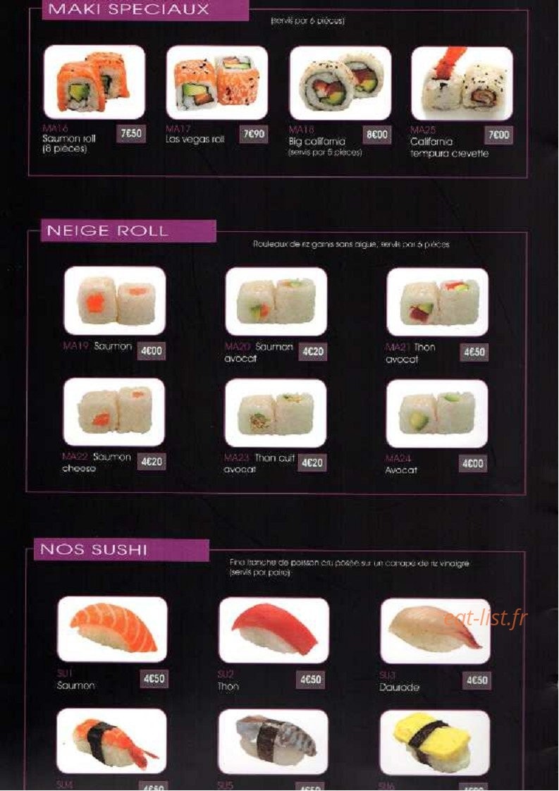 Le beau séjour sushi — carte page 4