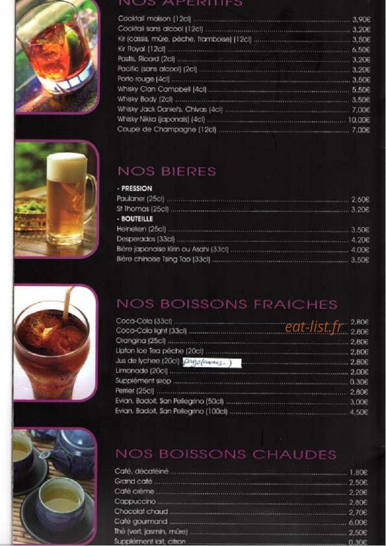 Le beau séjour sushi — carte page 14