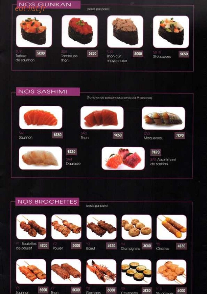 Le beau séjour sushi — carte page 5