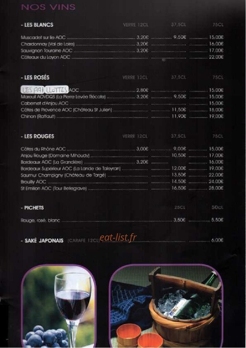 Le beau séjour sushi — carte page 15