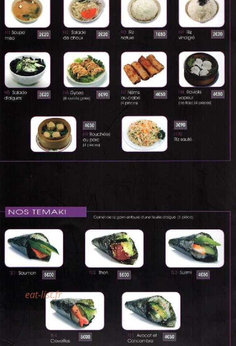 Le beau séjour sushi — carte page 2