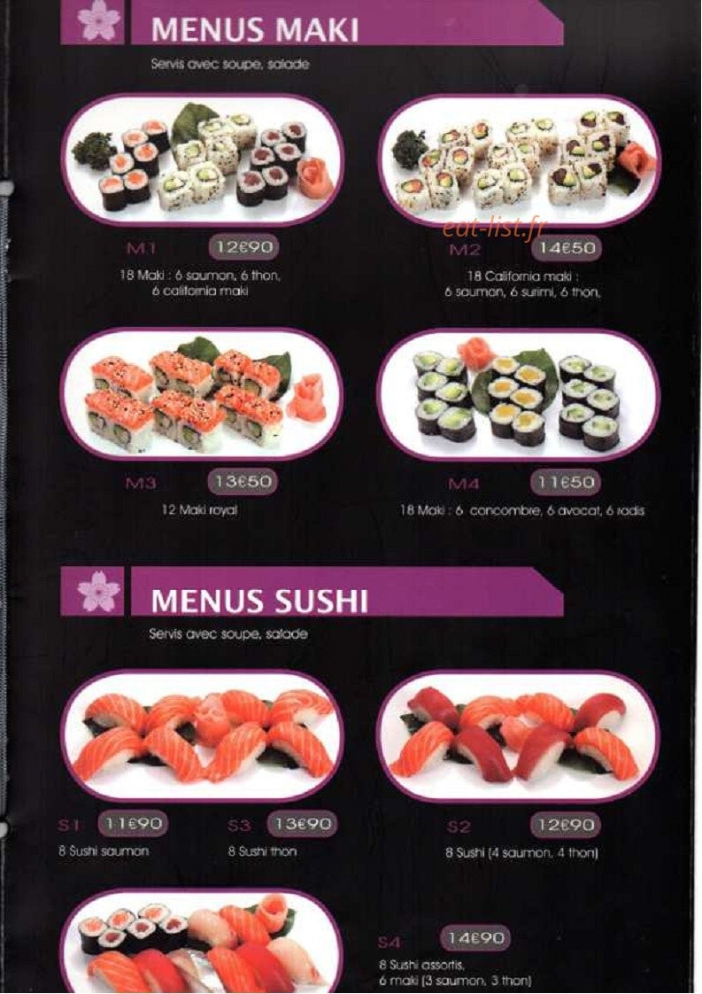 Le beau séjour sushi — carte page 9
