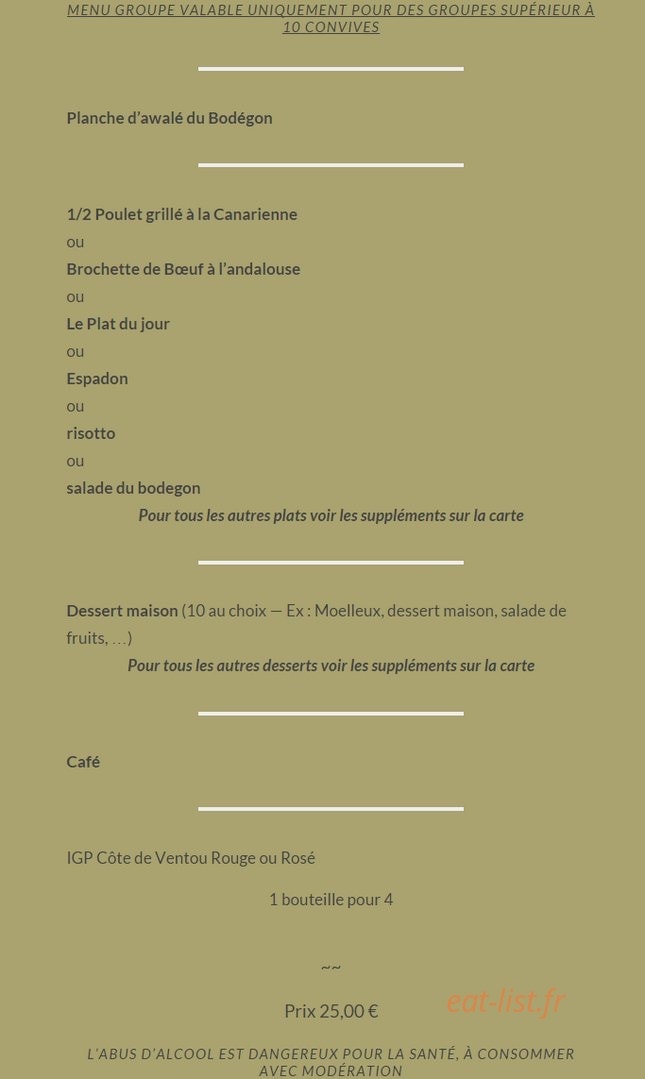 Le Bodegon Colonial — carte page 8