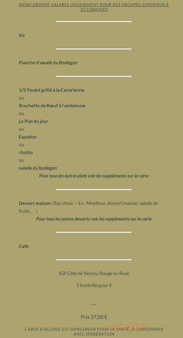 Le Bodegon Colonial — carte page 9