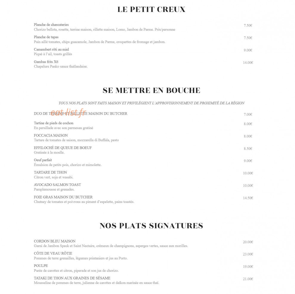 Le Butcher — carte page 1