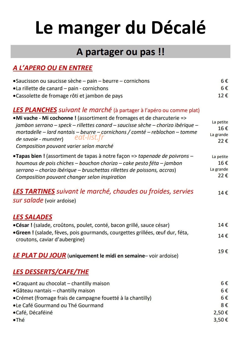 Le Décalé — carte page 1