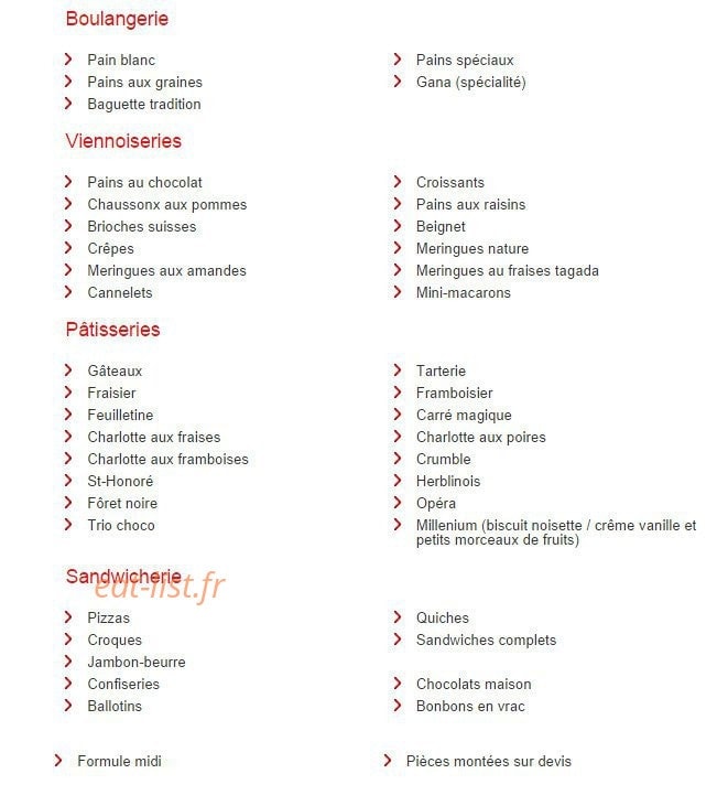 Le Fournil des Arcades — carte page 1