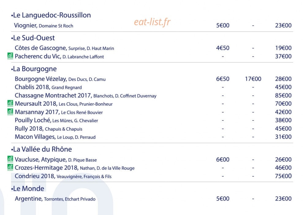 Le restaurant Moïa — carte page 11
