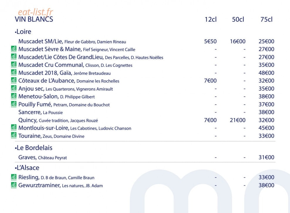 Le restaurant Moïa — carte page 10