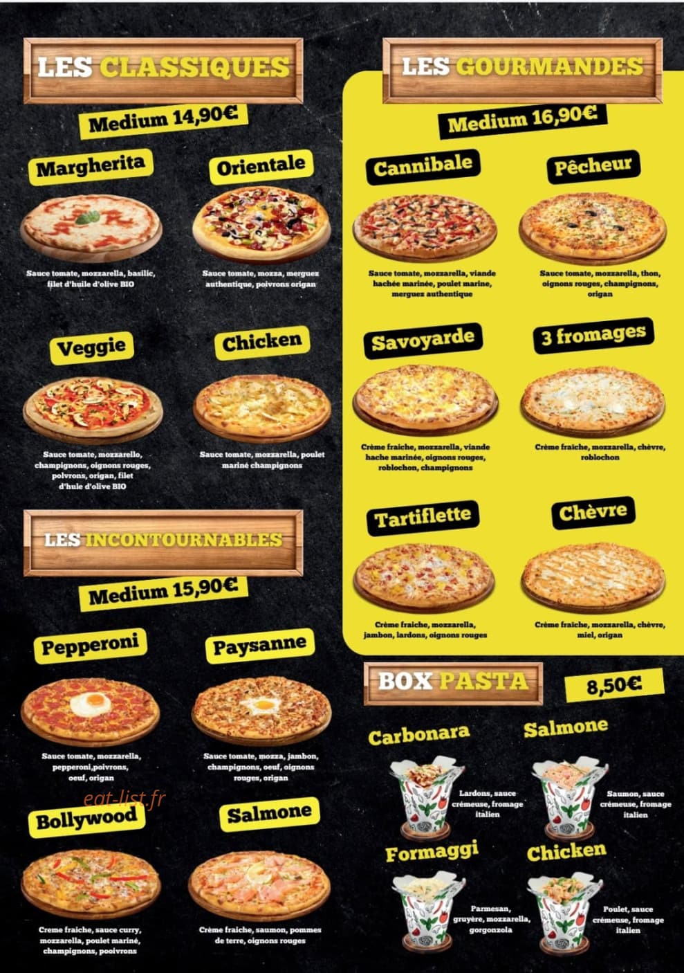 Le road pizza — carte page 1