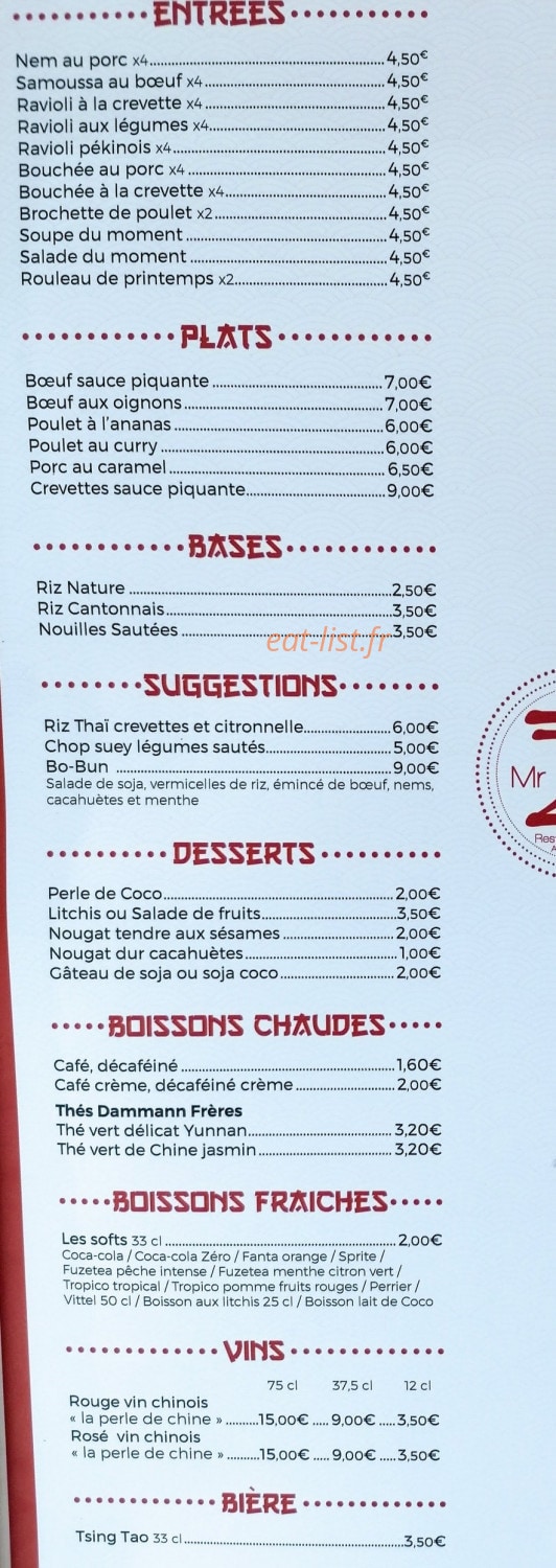 Mr Zhu — carte page 1