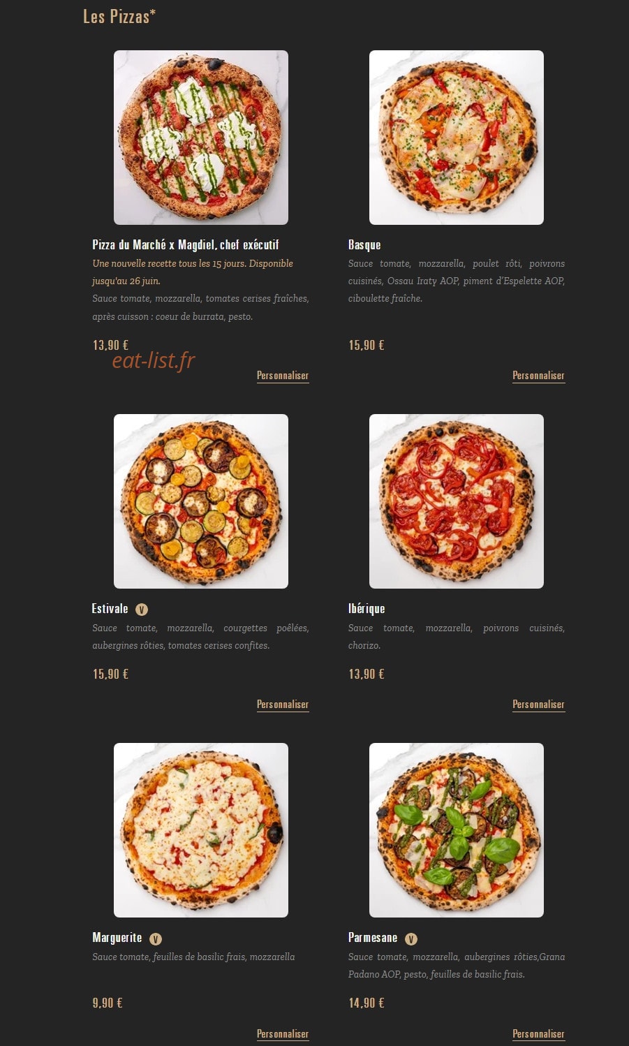 Pizza Cosy — carte page 1