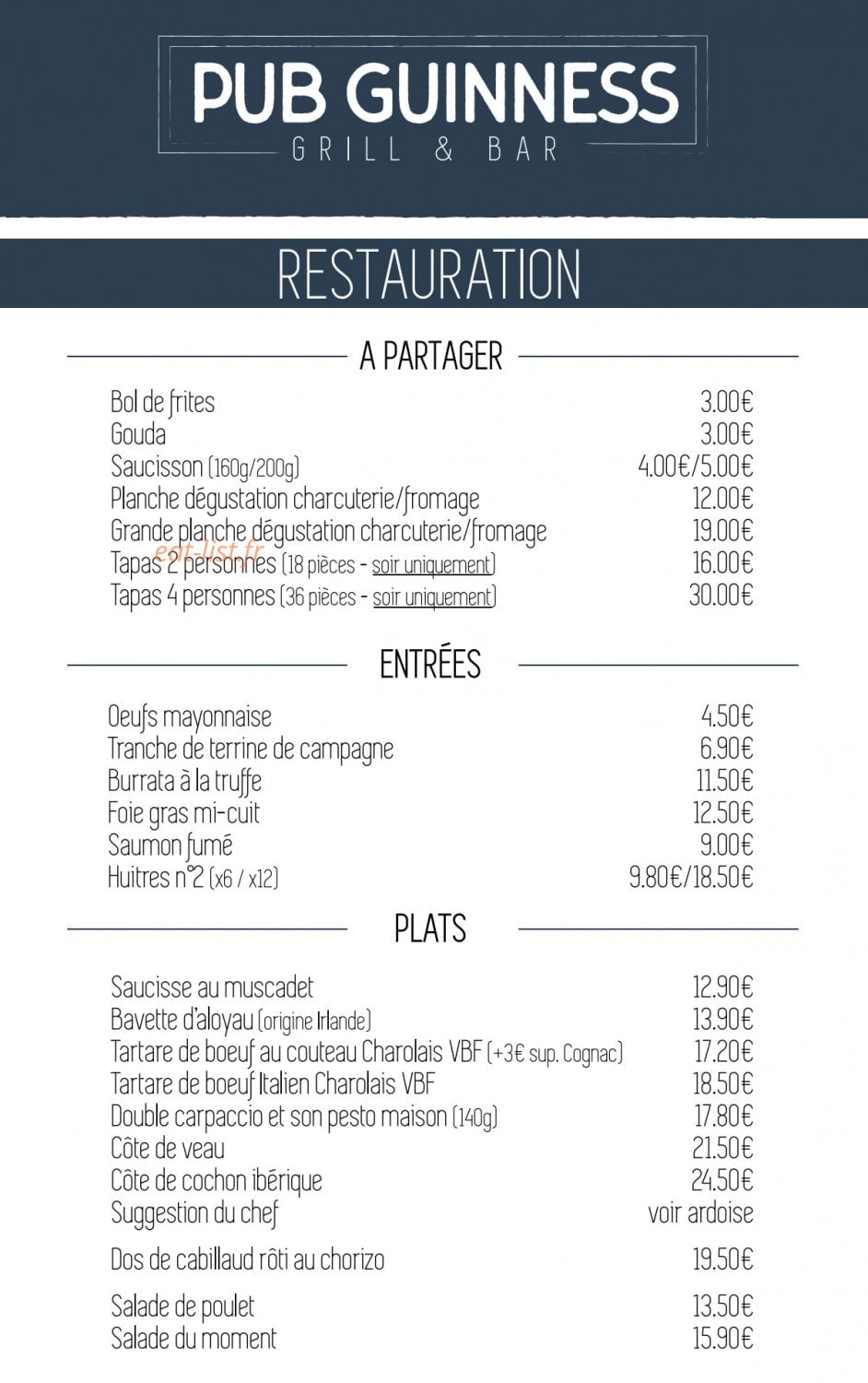 Pub Guinness — carte page 1