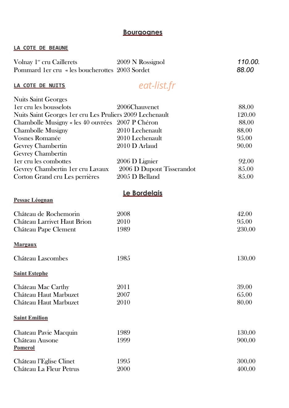 Restaurant les caudalies — carte page 8