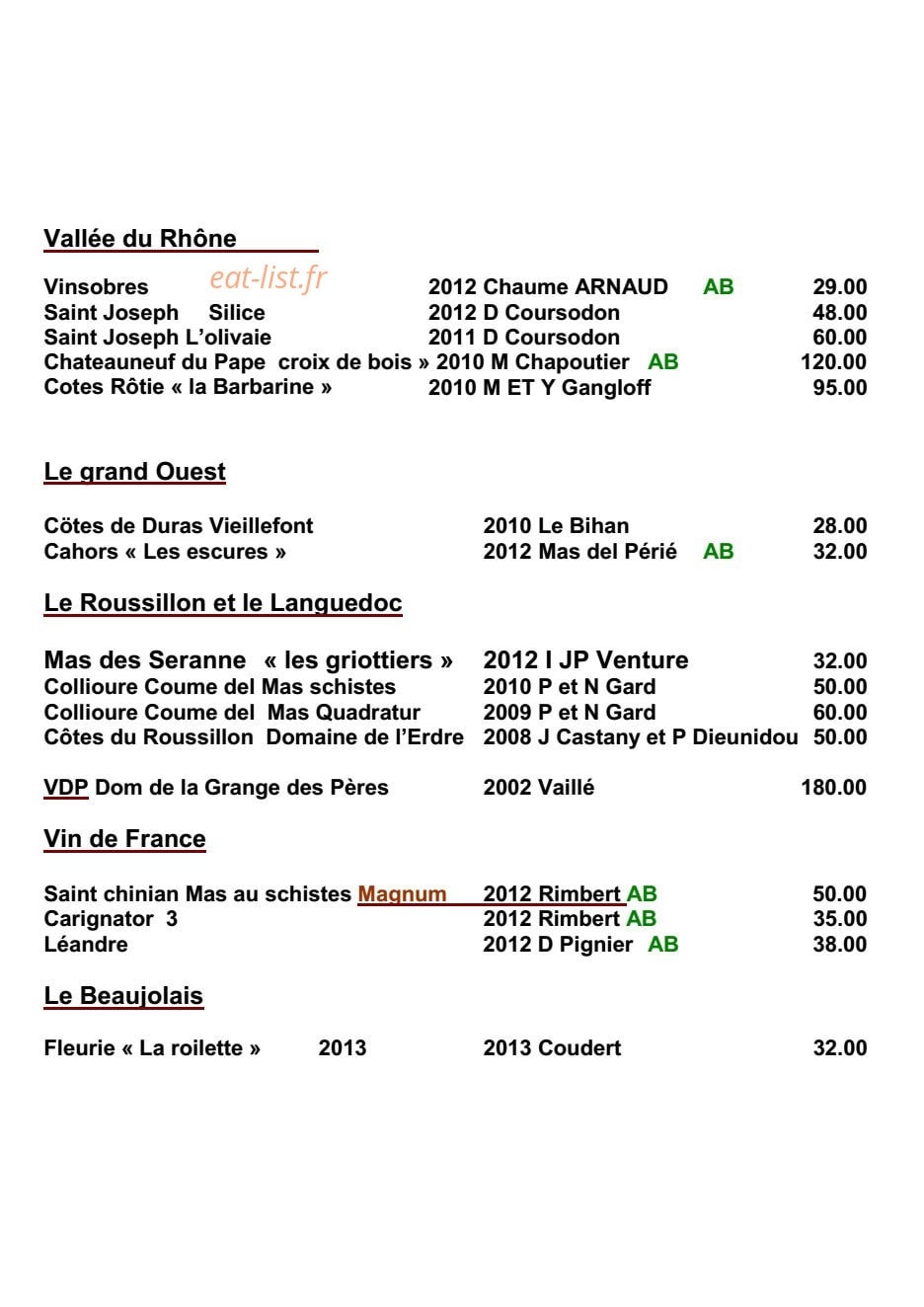 Restaurant les caudalies — carte page 5