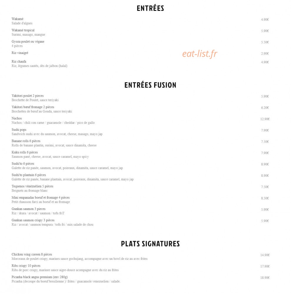 Sushi'Kito — carte page 1