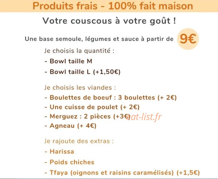 Taam Couscous Bowl — carte page 1
