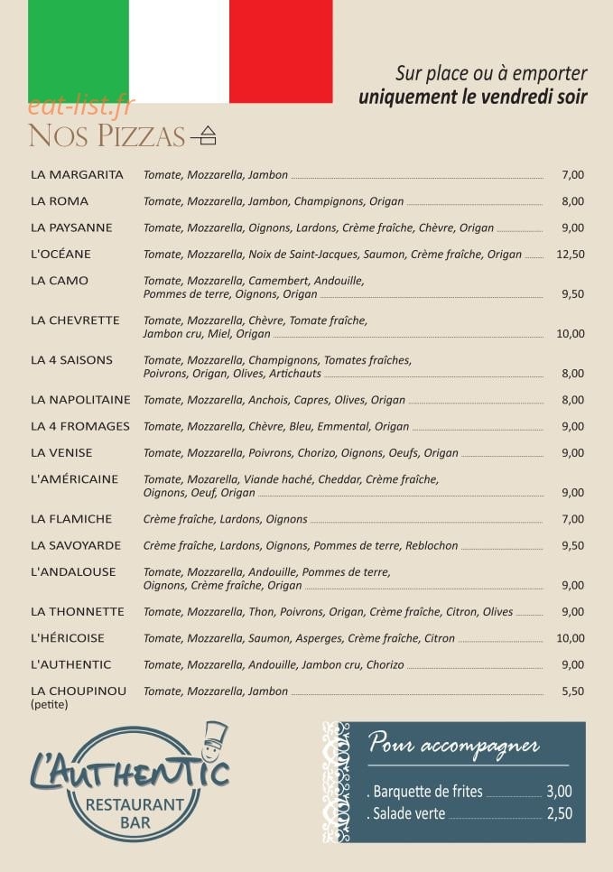 L'Authentic — carte page 1