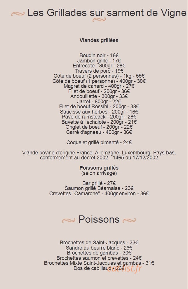 Auberge La Grignotière — carte page 3