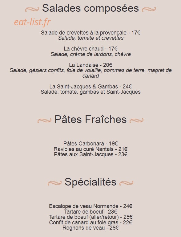 Auberge La Grignotière — carte page 2