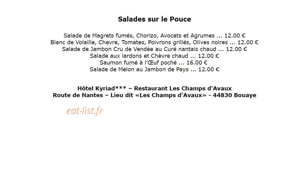 Restaurant Les Champs d'Avaux — carte page 5