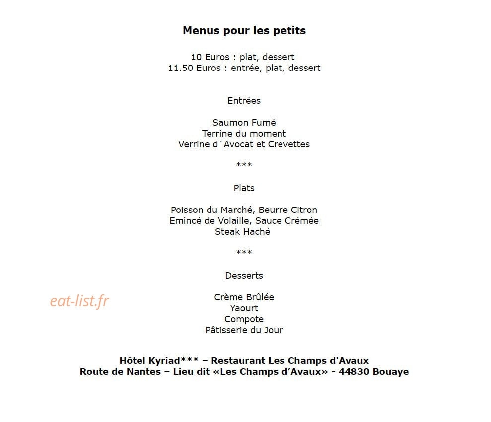 Restaurant Les Champs d'Avaux — carte page 4