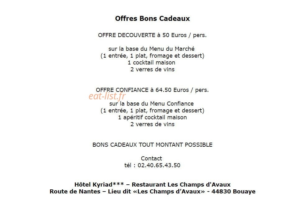 Restaurant Les Champs d'Avaux — carte page 7