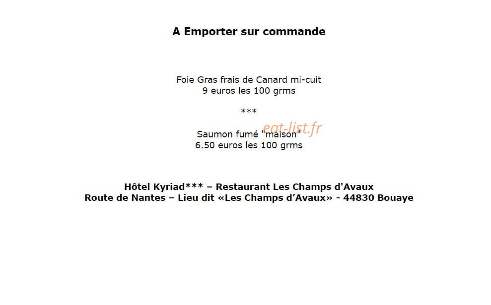 Restaurant Les Champs d'Avaux — carte page 8