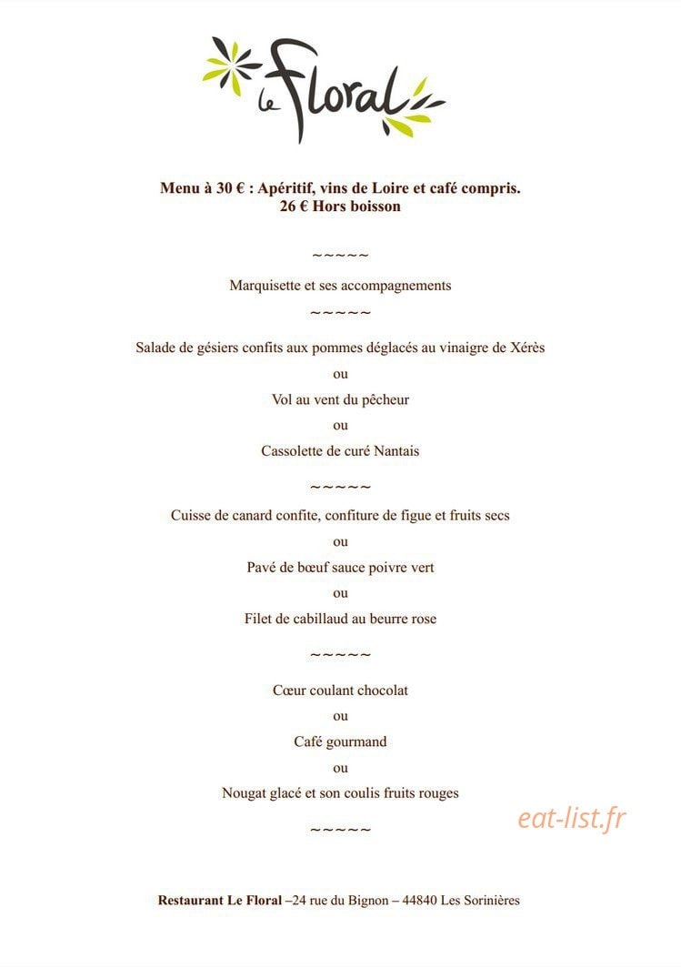 Le Floral — carte page 1