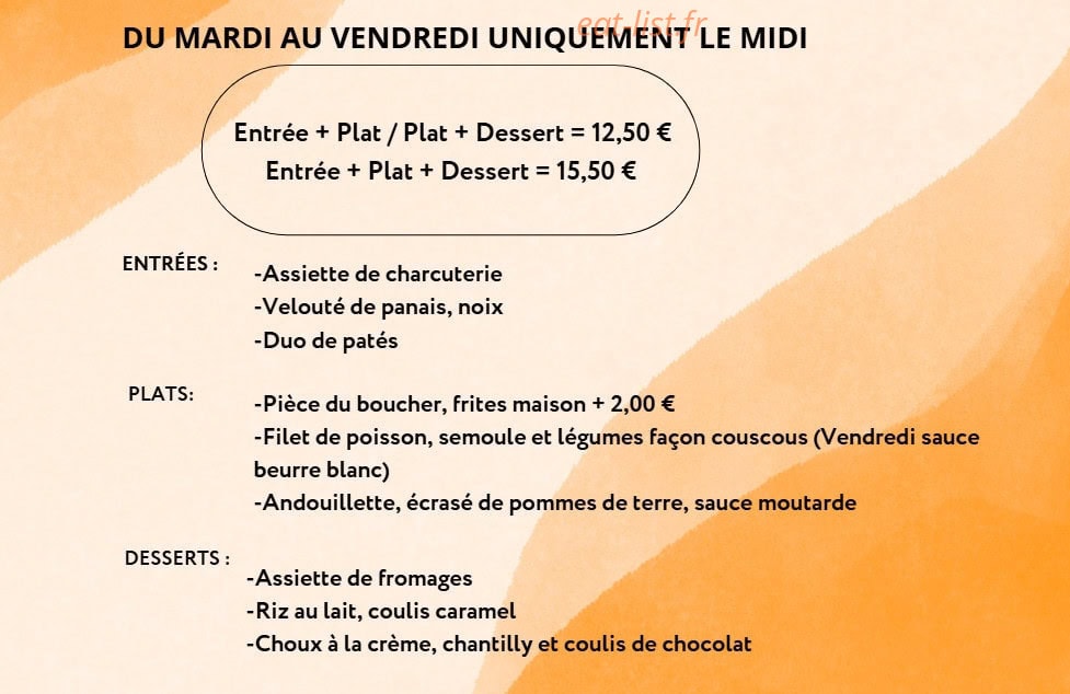 Restaurant le 850 — carte page 1