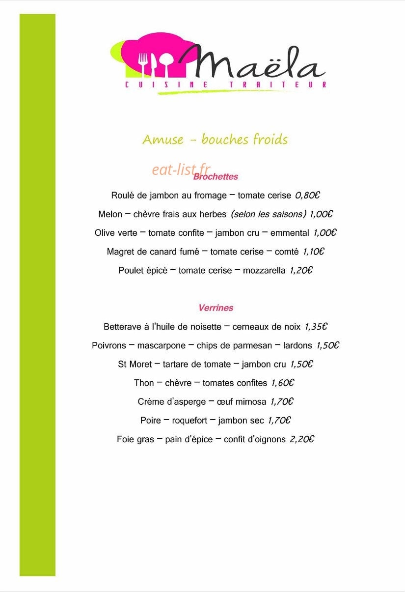 Maëla Cuisine — carte page 15
