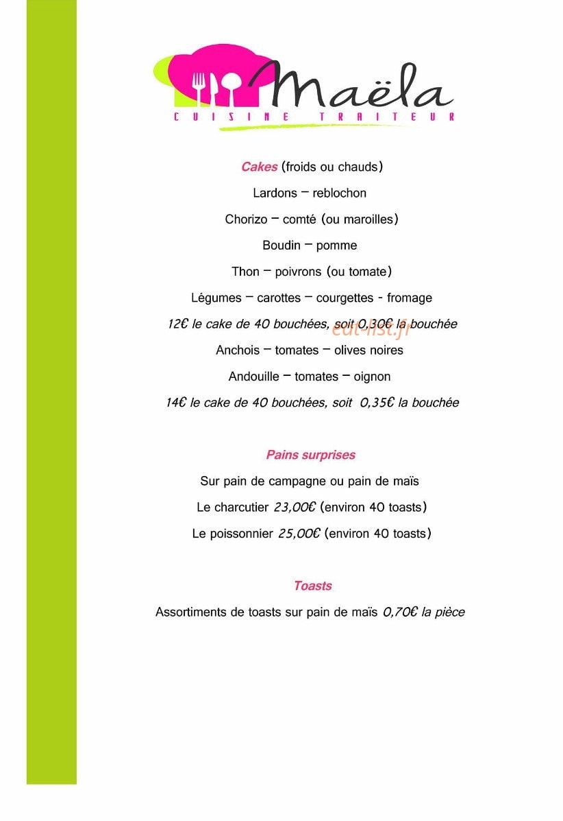 Maëla Cuisine — carte page 14