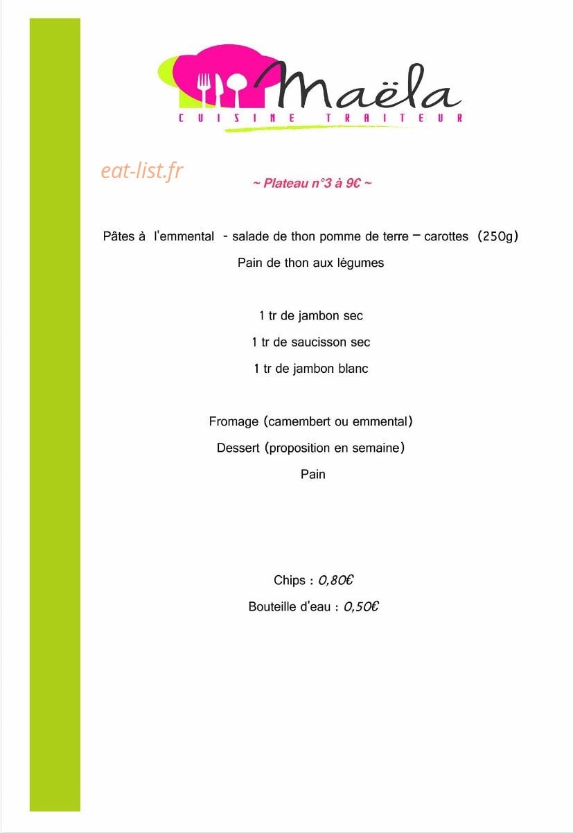 Maëla Cuisine — carte page 2