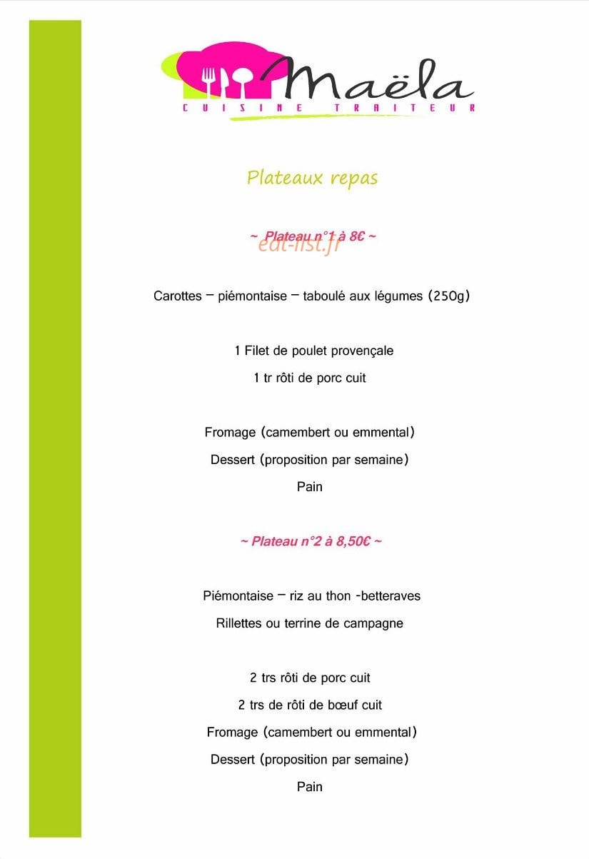 Maëla Cuisine — carte page 3