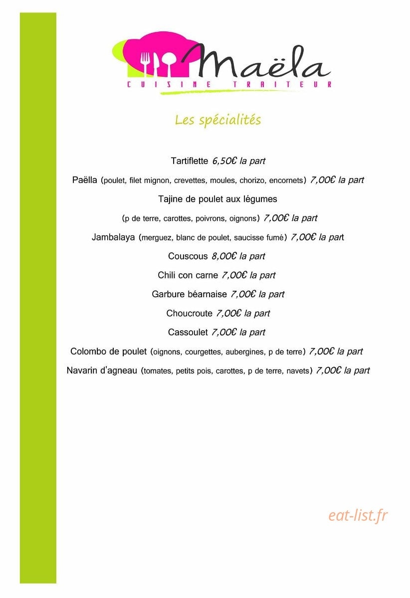 Maëla Cuisine — carte page 8